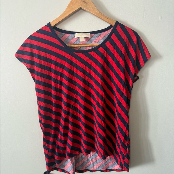 Y2K Michael Kors Navy & Red Top – Gold MK Coin – Women’s Medium - Picture 1 of 4